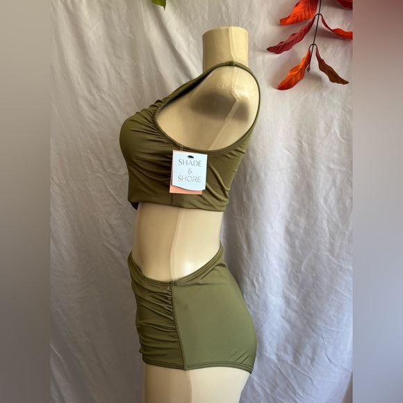 💚Shade & Shore Olive Green One-Shoulder Swimsuit💚 - Picture 9 of 11